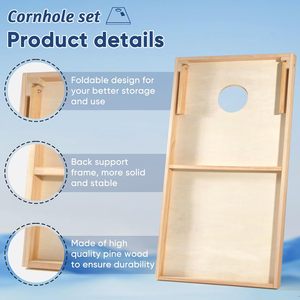 Artisanat du bois, <span class=keywords><strong>jeu</strong></span> <span class=keywords><strong>de</strong></span> cornhole en bois massif <span class=keywords><strong>de</strong></span> taille réglementaire, 4x2 pieds, <span class=keywords><strong>jeu</strong></span> <span class=keywords><strong>de</strong></span> lancer en plein air avec 8 sacs <span class=keywords><strong>de</strong></span> haricots, prêt à jouer, artisanat du bois - Product Image 4