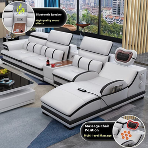 आधुनिक स्मार्ट इलेक्ट्रिक रेक्लीयर मालिश वास्तविक चमड़े के सोफे सेट अनुचर एल आकार मॉड्यूलर सोफे बिस्तर कार्यात्मक लक्जरी लिविंग रूम - Product Image 2