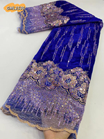 Paillettes Velours Holographique Irisé Blanc Tricot Velours Dentelle Tissu Broderie Sequin Tissu pour Robe de Soirée de Mariée
