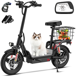 T3 350W 14" Air Tire Lithium Battery E-Scooter Seat 150kg Load Capacity Waterproof CE Certified Folding High Speed Range Adult - Product Image 1