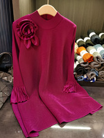 Jupe plissée mi-mollet décontractée haut de gamme brodée sur l'épaule, coupe ample grande taille, style japonais Miyake Fleurs, 100% Polyester