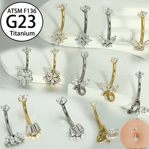Gioielli per il Corpo in Titanio G23 per Matrimoni e Fidanzamenti, <span class=keywords><strong>Piercing</strong></span> all'<span class=keywords><strong>Ombelico</strong></span> con Zirconi Incastonati e Placcatura in <span class=keywords><strong>Oro</strong></span>, Regalo per le Vacanze - Product Image 2