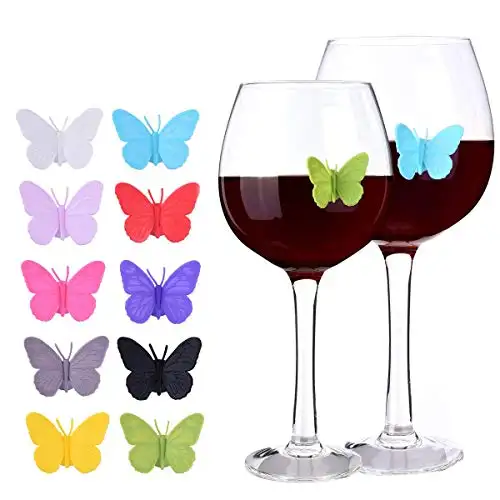 Accessoires de bar à boire Buddy Cup Identification Cute Drink Cup Identifier Charms Silicone Butterfly Wine Glass Marker