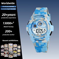 Jam Tangan Digital Olahraga Anak SKMEI 2430 Tahan Air 50M Lampu LED Warna-warni Tali TPU Motif Camo 6 Warna