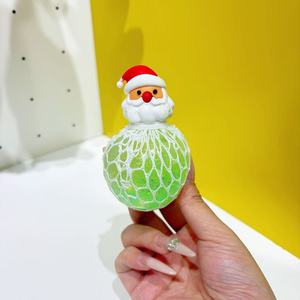 <b>Christmas</b> 3D Santa Snowman Squishy Ball Rubber Glitter Stress Relief <b>Mini</b> Holiday Fidget Toy - Product Image 4