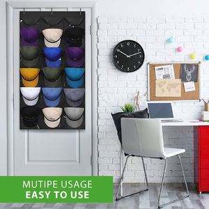 18 Deep Pockets Hat Holder Hanging Organizer Quality Baseball Cap Organizer with 3 Hooks for Closet or <b>Wardrobe</b> - Product Image 6