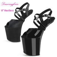 Coussin sexy 20cm chaussures de danse sans talon pour femmes sandales à lanières de cheville croisées modernes à talons hauts