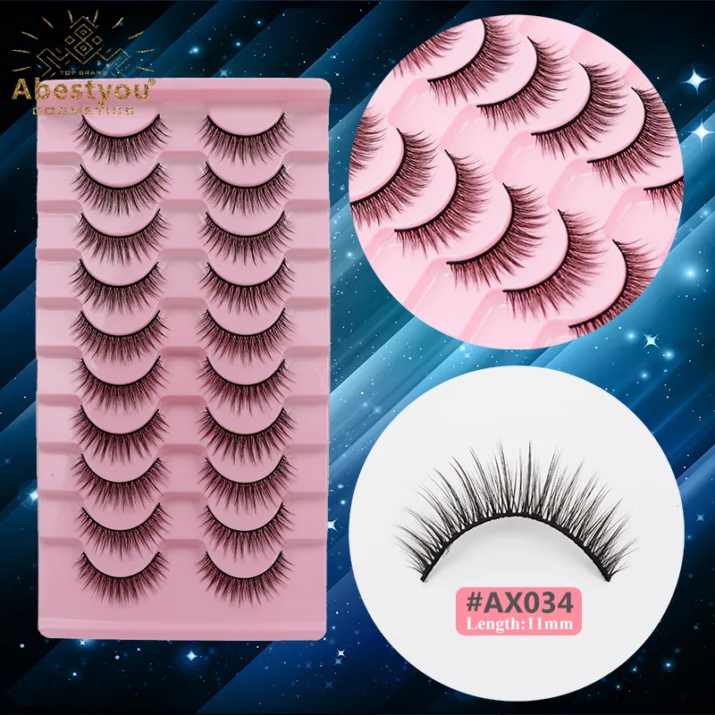 Abestyou high quality faux cils new 33styles 3d natura wispy 11mm mink manga lashes extensions de cils faux cils yeux de biche