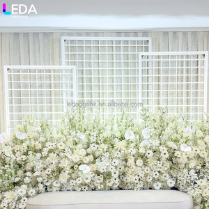 LEDA Party Events Supplies <b>Backdrop</b> White Square Grid Background <b>Frame</b> Three-piece Ironwork Background Arch for Wedding - Product Image 3