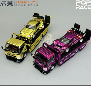 Modèle de voiture miniature Tuoyi POPRACE 1/64 RWB930 Rocket Bunny Elise avec remorque à plateau - Product Image 4