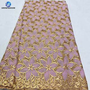 Sinya Offre Spéciale fête de mariage voile de coton suisse et écharpe dentelle en suisse 100% dentelle de Voile de coton avec robe en dentelle de pierres - Product Image 1