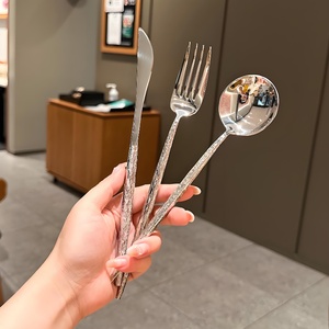 Juego <span class=keywords><strong>de</strong></span> cubiertos <span class=keywords><strong>de</strong></span> acero inoxidable 304 martillado, tenedores, cucharas, cuchillos para carne, ensalada, postre, cubertería para bodas, fiestas, utensilios <span class=keywords><strong>de</strong></span> mesa. - Product Image 1