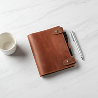 Couverture de carnet en cuir de vachette avec logo personnalisé, couverture de portefeuille en cuir véritable personnalisée, couverture de carnet à feuilles mobiles gravée