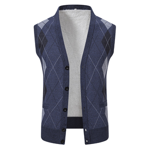 Maglioni Invernali Senza Maniche, Top Caldi Lavorati a Maglia, Pullover Classici con Scollo a V, Gilet Spessi <span class=keywords><strong>da</strong></span> Uomo con Motivo Argyle - Product Image 3