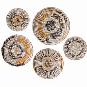 Dekoration für Kinderzimmer Makramee Hängeregal 2er-Set Dekorative Bambus-Wandkörbe mit Perlen Holz-Wandbehang - Product Image 1