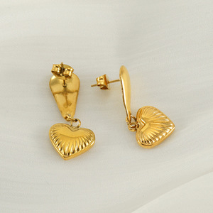 Zogxin Heart Pendant Earrings 18K Gold <b>Titanium</b> Steel <b>Stud</b> For Women Party Jewelry - Product Image 4