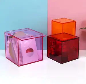 Özel itme çekme kapağı akrilik saklama kutusu Modern toz geçirmez akrilik Organize kutusu küçük öğeleri saklamak için