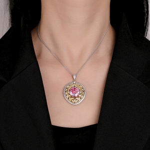 Premium Matte Finish Eco-friendly Copper <b>Leaf</b> Bezel Set Jewelry 14mm Rose Cut Zirconia Pendant Necklace for Ladies Casual Wear - Product Image 6
