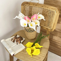 Bouquet de fleurs artificielles en soie Calla Lily au toucher réel, hydratées, pour mariages, arrangements floraux d'intérieur, vente en gros