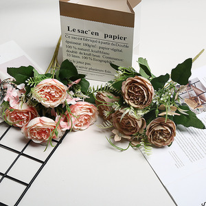 Bouquet de pivoines artificielles Lichao, 4 têtes, fleurs en soie, décoration de mariage, décoration de la maison, accessoires de photographie, réutilisables - Product Image 4