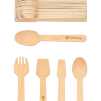 Ensemble de couverts jetables en bois au design minimaliste, écologiques, en bouleau, pour événements d'entreprise et cocktails