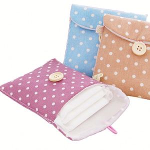 Women's Girls Modern Eco-Friendly Cotton Linen Napkin Sanitary Pad Storage Organizer Pouch - Product Image 1
