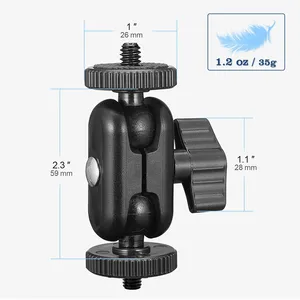 Nhựa ABS 15mm đôi bóng Đầu 1/4 ''vít ma thuật cánh tay mở rộng núi cho DSLR Máy ảnh màn hình video ánh sáng mic Tripod - Product Image 2