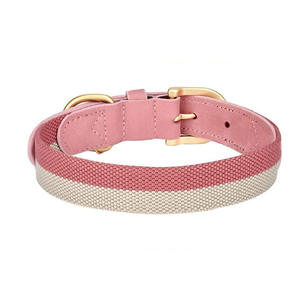 Mejor venta Durable al aire libre diario ajustable cuero de vaca y algodón correas grabadas accesorios para mascotas Gatos Perros <span class=keywords><strong>Collar</strong></span> de lujo - Product Image 4