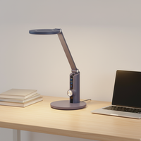 Lampe de bureau LED simple et contemporaine avec éclairage latéral en ABS, flexible, rotative, à intensité variable en continu, pour lecture, bureaux et études
