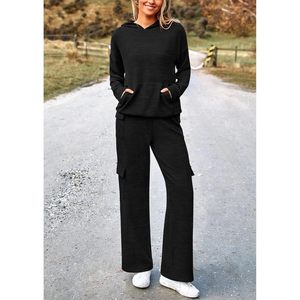 FOXA Women's 2 Piece <b>Knitted</b> Hoodie <b>Set</b> Matching Sweatpants Outfits Lounge Wear Fall Winter Clothes Full Sleeve - Product Image 6