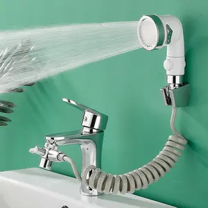 Bathroom Sink Water Faucet External Shower Head Set Toilet Flush Extension Tap Small Nozzle Wash Hair Shower With Holder