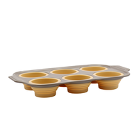 Moule à cupcakes 6 cavités, en acier au carbone durable et silicone, pour la pâtisserie maison