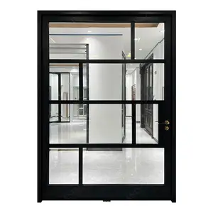 Foshan Supplier European New Grill Latest Design Safety Double Entrance Wrought Iron Pivot Door And windows