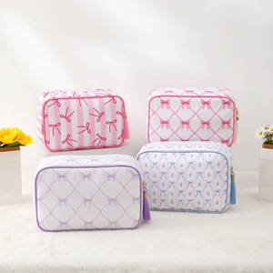 Bolsa de Maquillaje Bow Diamond, 300D Poliéster, con Borlas y Cierre, Organizador de Artículos de Aseo para Viaje, Nueva, Muy Linda, para Mujer, 5 Colores, Venta al Por Mayor, Personalizable OEM - Product Image 2