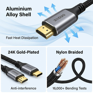 สายเคเบิล8K 60HZ USB <span class=keywords><strong>C</strong></span> เป็น <span class=keywords><strong>HDMI</strong></span> 2.1 HDR Thunderbolt 4/3เข้ากันได้กับสาย <span class=keywords><strong>HDMI</strong></span> - Product Image 6