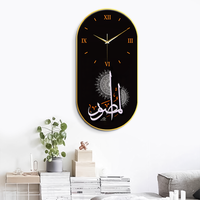 Jam dinding Mural kaligrafi Arab Islam dekorasi rumah lukisan seni jam dinding kristal gambar religius Muslim bingkai PVC
