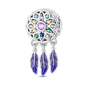 Pendentif Breloque Fleur d'iris, Tournesol Nuit Étoilée, Perles à clip, Accessoire DIY pour bracelet, en Cuivre plaqué argent avec Zircon et Cœur, Nouveau style - Product Image 6