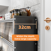 Armoire en métal multi-compartiments, buffet en acier avec étagères réglables pour un rangement facile de la vaisselle et des ustensiles de cuisine