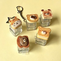 Porte-clés Fidget Clicker en forme de chat 'Bread Cat' avec interrupteur mécanique à pression, jouet de décompression non lumineux en caoutchouc PVC, cadeau pour garçons et filles, pendentif de sac