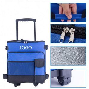 Promotional 600D Waterproof <b>Rolling</b> Insulated Trolley Picnic Bag Multi-Functional Foldable Thermal Cooler <b>Backpack</b> - Product Image 5