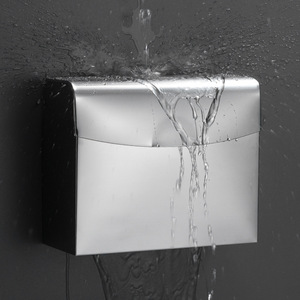 <b>Wall</b> Mounted Toilet <b>Paper</b> Holder Black Rectangular Waterproof No Drilling Required Storage Rack For Bathroom - Product Image 2