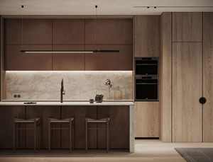 Nouvelle armoire de cuisine modulaire en mélamine noire et brune, robinet d'évier, charnières prêtes à assembler, design moderne, couleur personnalisable, fabriqué en Chine - Product Image 3