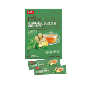Lipatea Honey Ginger Tea-Poudre <span class=keywords><strong>de</strong></span> thé instantané avec <span class=keywords><strong>cristaux</strong></span> <span class=keywords><strong>de</strong></span> <span class=keywords><strong>miel</strong></span> <span class=keywords><strong>de</strong></span> <span class=keywords><strong>menthe</strong></span> <span class=keywords><strong>et</strong></span> <span class=keywords><strong>de</strong></span> gingembre, sans OGM/sans gluten/sans caféine, 20 paquets - Product Image 1