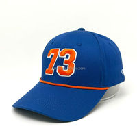 Gorra de Béisbol Estructurada de 5 Paneles con Bordado 3D del Número Personalizado, Decoración con Cuerda en la Parte Delantera, 100% Algodón, Gorra Deportiva para Equipos en Varios Colores