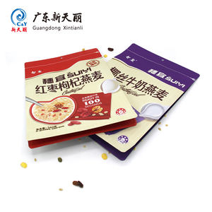 <span class=keywords><strong>Sac</strong></span> à fond plat à huit côtés avec fermeture éclair, imprimé avec un logo personnalisé, pour l'emballage alimentaire, pour le lait de coco, la farine d'avoine - Product Image 2