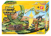 Vente en gros Dino World Track Set 96 pcs Voiture de piste de dinosaure électrique Set de jouets pour enfants