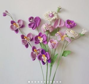 2024 SY fait à la main tricoté fleurs décoratives plantes artificiel blanc Phalaenopsis papillon orchidée <span class=keywords><strong>Zinnia</strong></span> Elegans Crochet - Product Image 1