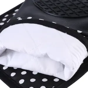 Silicone Plus Cotton Gloves Thickened Double Insulation Microwave Oven Gloves Pot Holder BBQ Baking Utensils