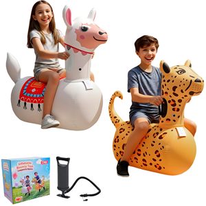 Inflatable Bouncy Leopard <b>Alpaca</b> Hopper <b>Toys</b> Heavy Duty Ride On Jumping Animal with Air Pump 220lbs Capacity Indoor Outdoor Gift - Product Image 1