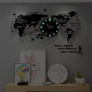 120X55 L lueur lumineuse dans <span class=keywords><strong>le</strong></span> noir grand décor à la maison Art Design montre silencieuse carte du <span class=keywords><strong>monde</strong></span> décor bureau horloge murale livraison directe DDP - Product Image 1